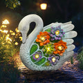 ENOU Solar Garden Swan Statue Outdoor Patio Yard Decor White Metal | Ornaments & Statues | Wiccan Center