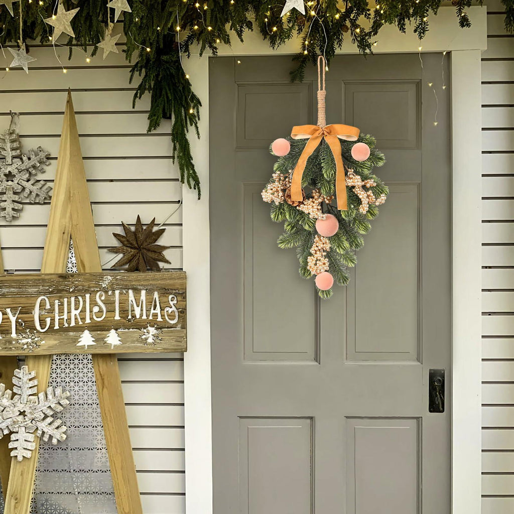 Super Holiday 2pcs Artificial Green Plant Christmas Wreath Velvet Bow | Wreaths, Garlands & Plants | Wiccan Center