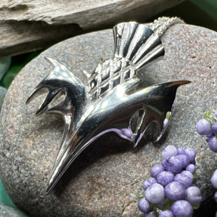 Vyolet Scottish Thistle Necklace in Sterling Silver | Pendant | Wiccan Center