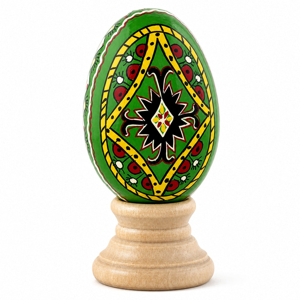 Green Diamond Hand Painted Wooden Pysanky Easter Egg | Easter Eggs > Wooden > Singles | Wiccan Center