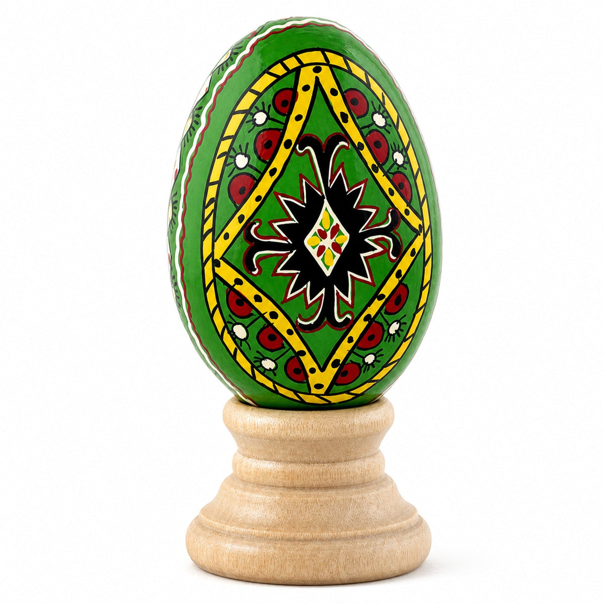 Green Diamond Hand Painted Wooden Pysanky Easter Egg | Easter Eggs > Wooden > Singles | Wiccan Center