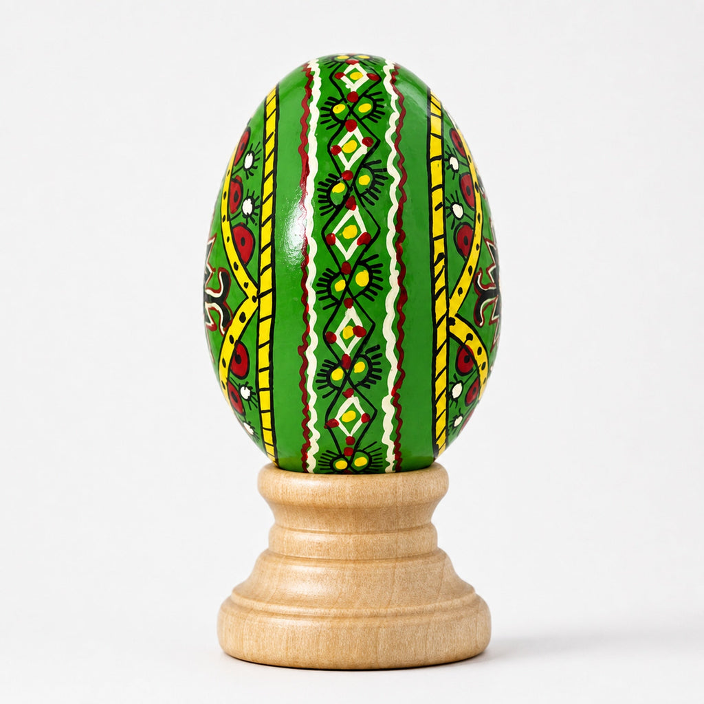 Green Diamond Hand Painted Wooden Pysanky Easter Egg | Easter Eggs > Wooden > Singles | Wiccan Center