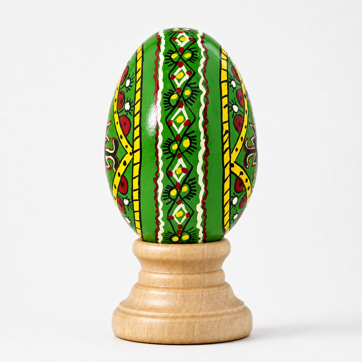 Green Diamond Hand Painted Wooden Pysanky Easter Egg | Easter Eggs > Wooden > Singles | Wiccan Center