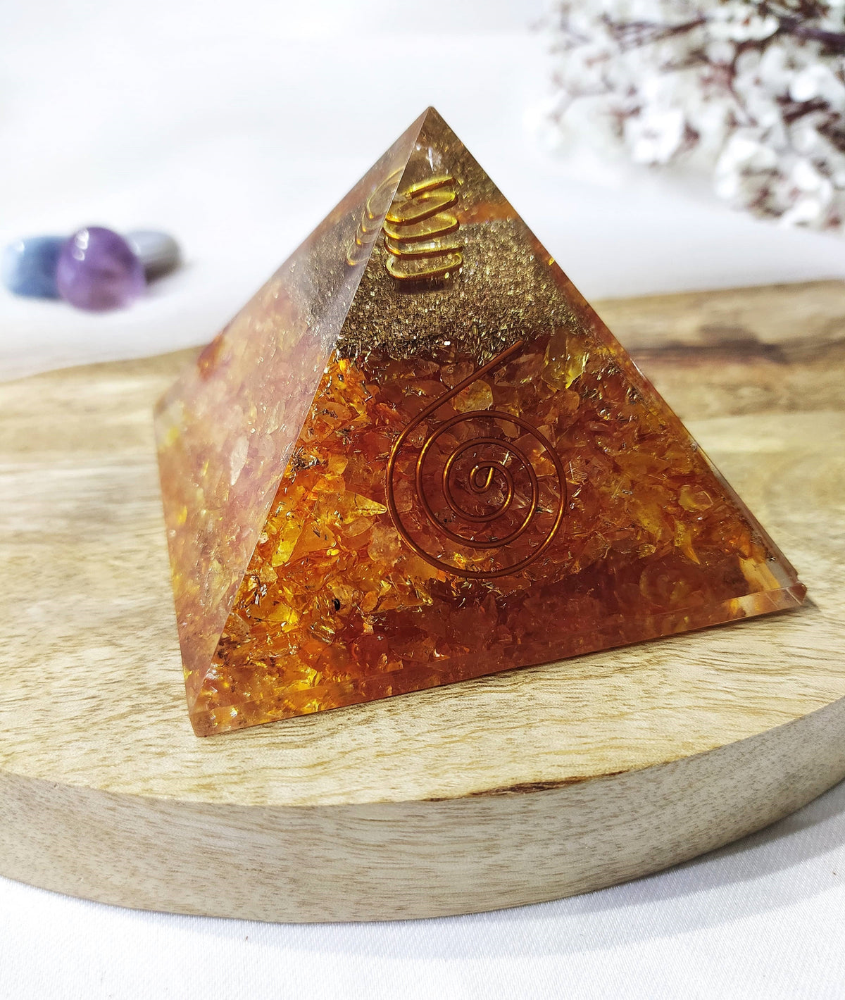 Citrine Orgone Pyramid, Crystal Energy Pyramid