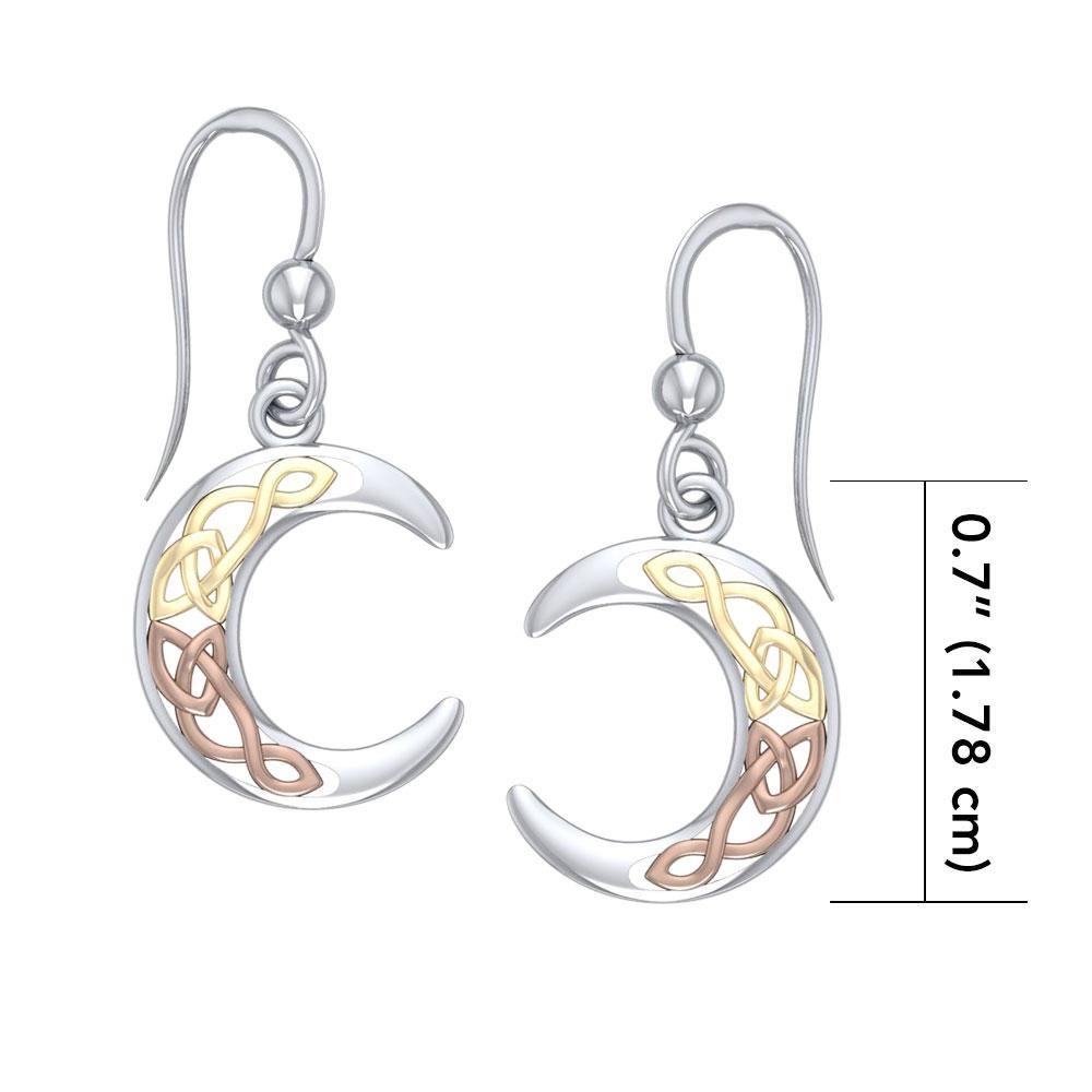 Celtic Sterling Silver Crescent Moon Three Tone Earrings OTE2007