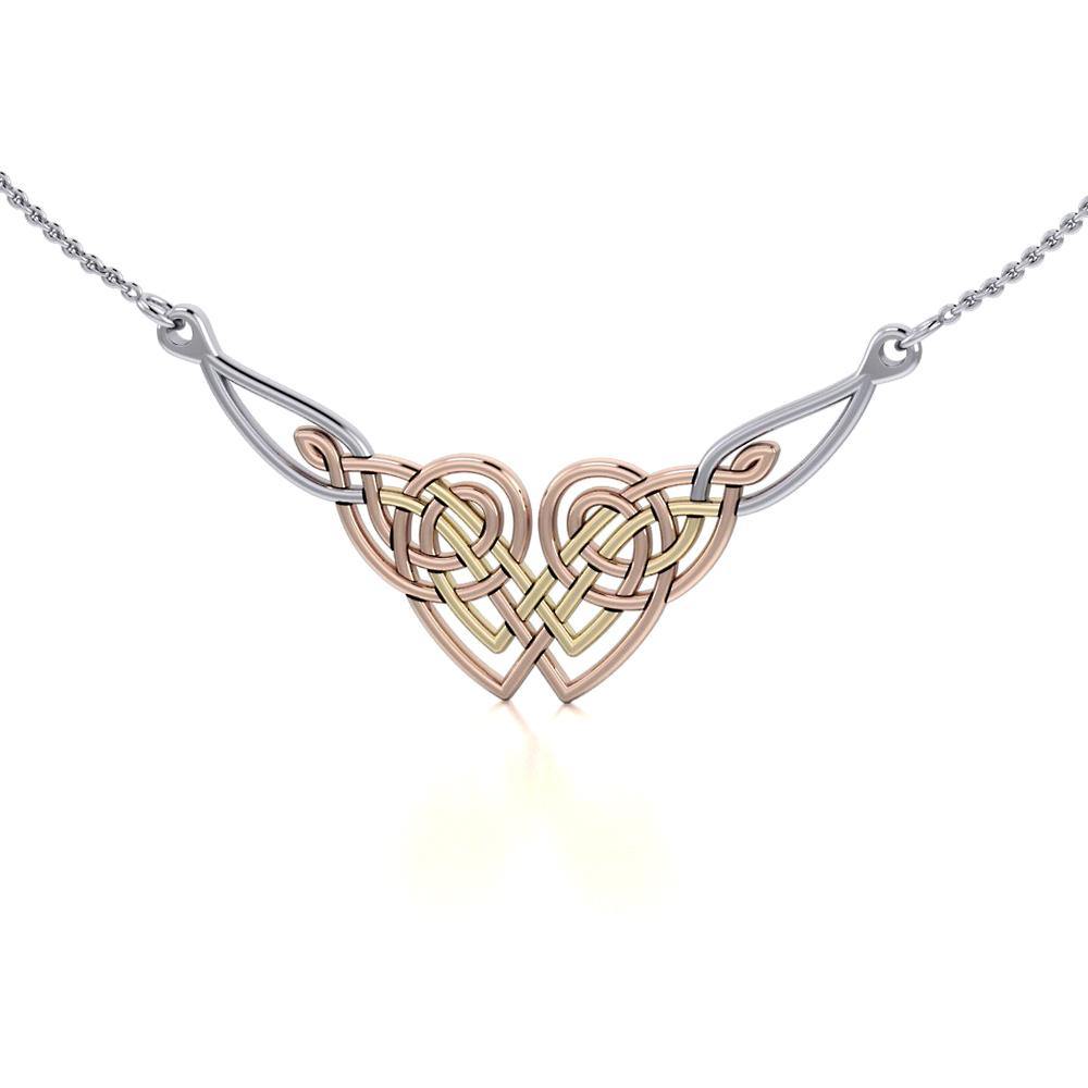 Celtic Knotwork Three Tone Necklace OTN001 Silver Gold Rose Gold Finish Jewelry Gift