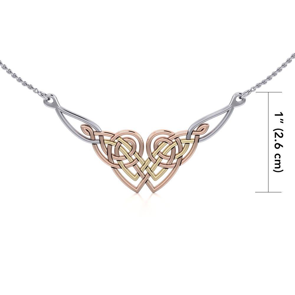Celtic Knotwork Three Tone Necklace OTN001 Silver Gold Rose Gold Finish Jewelry Gift