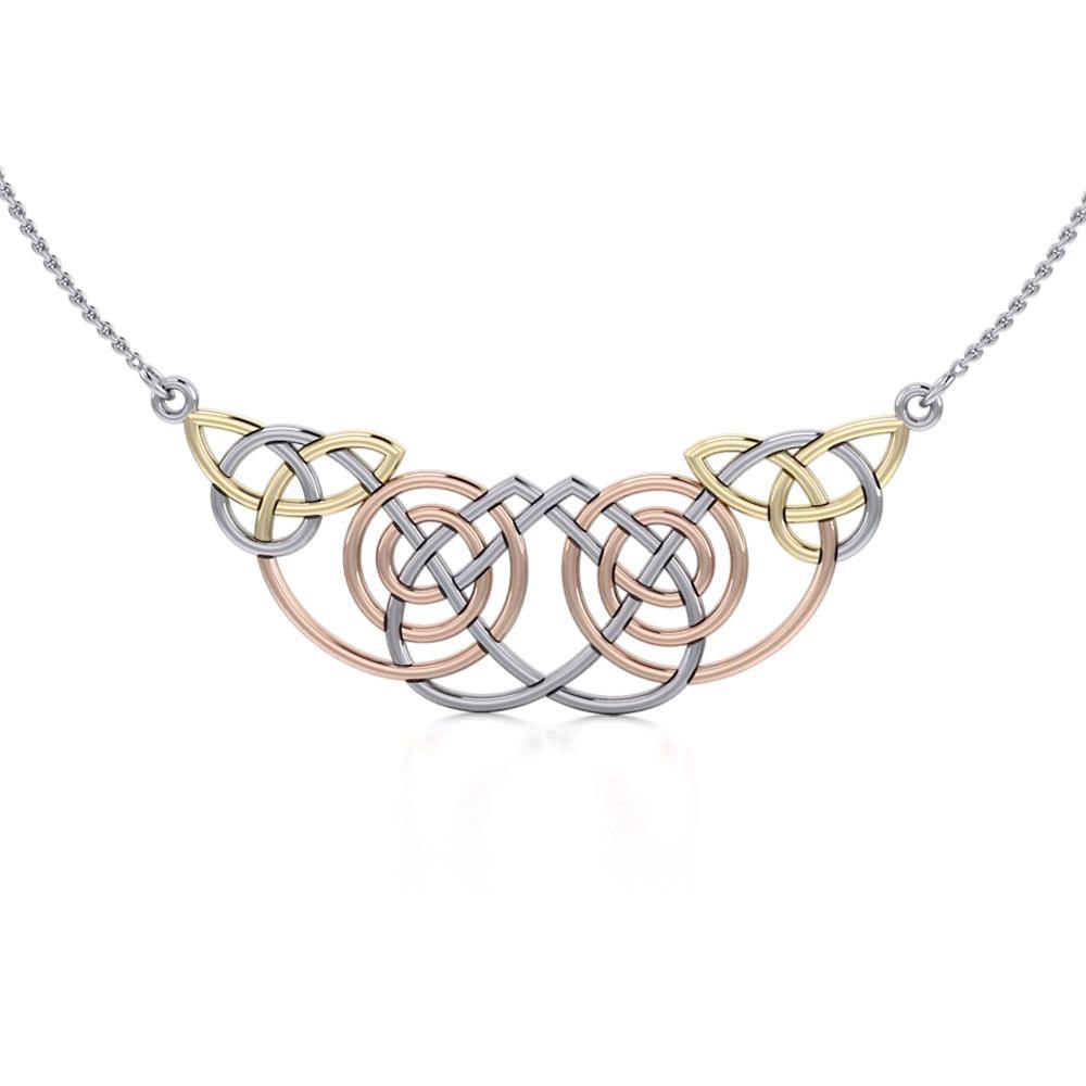 Celtic Knotwork Three Tone Necklace OTN002 Celtic Jewelry With Interwoven Knot Design