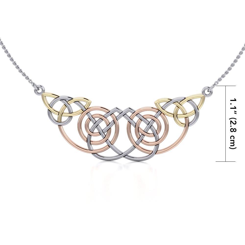Celtic Knotwork Three Tone Necklace OTN002 Celtic Jewelry With Interwoven Knot Design