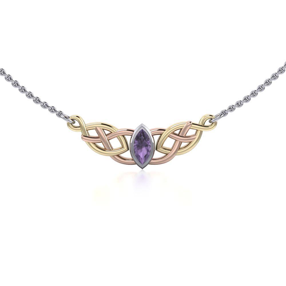 Celtic Knotwork Three Tone Necklace OTN116 Elegant Eternal Knot Jewelry For Women