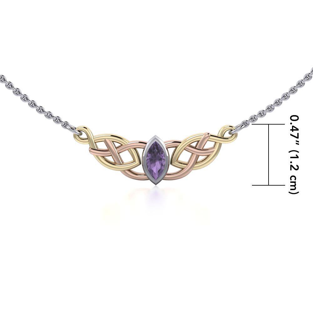 Celtic Knotwork Three Tone Necklace OTN116 Elegant Eternal Knot Jewelry For Women