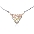Celtic Knotwork Heart Spiral Three Tone Necklace Sterling Silver Gold Rose Gold OTN276
