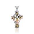 Celtic Cross and Irish Claddagh Three Tone Pendant OTP1704