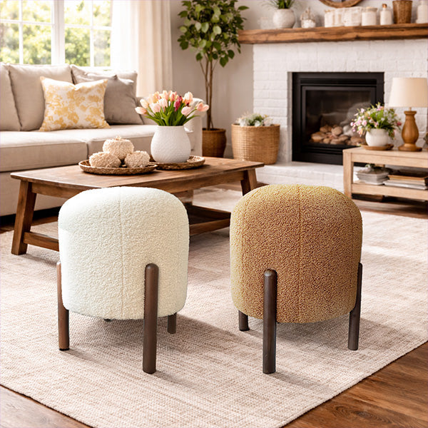 Plush Boucle Drum Ottoman, Choose Your Color | Must Haves | Wiccan Center