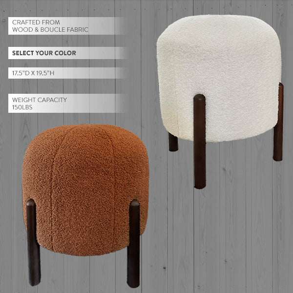 Plush Boucle Drum Ottoman, Choose Your Color | Must Haves | Wiccan Center