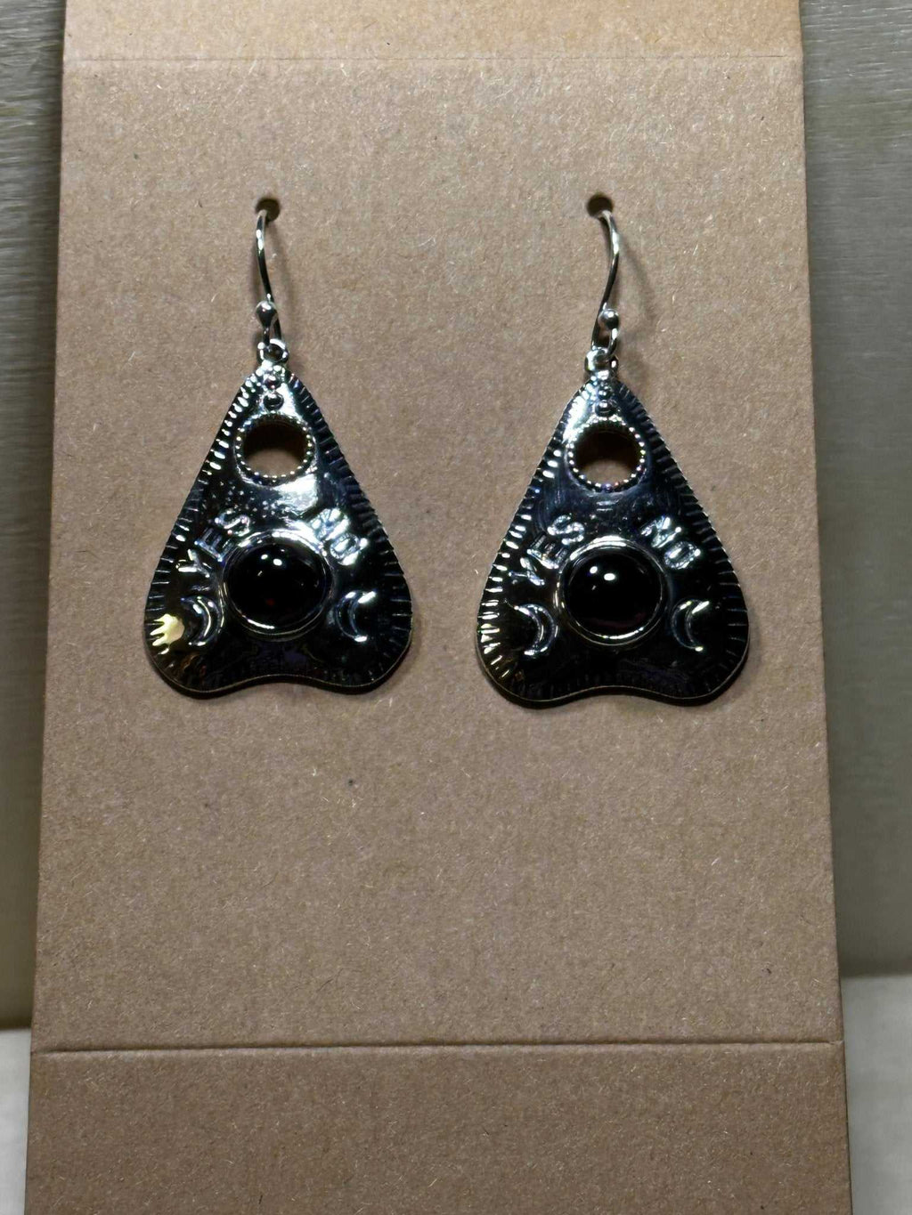 Garnet Planchette Earrings - Sterline Silver | Earrings | Wiccan Center