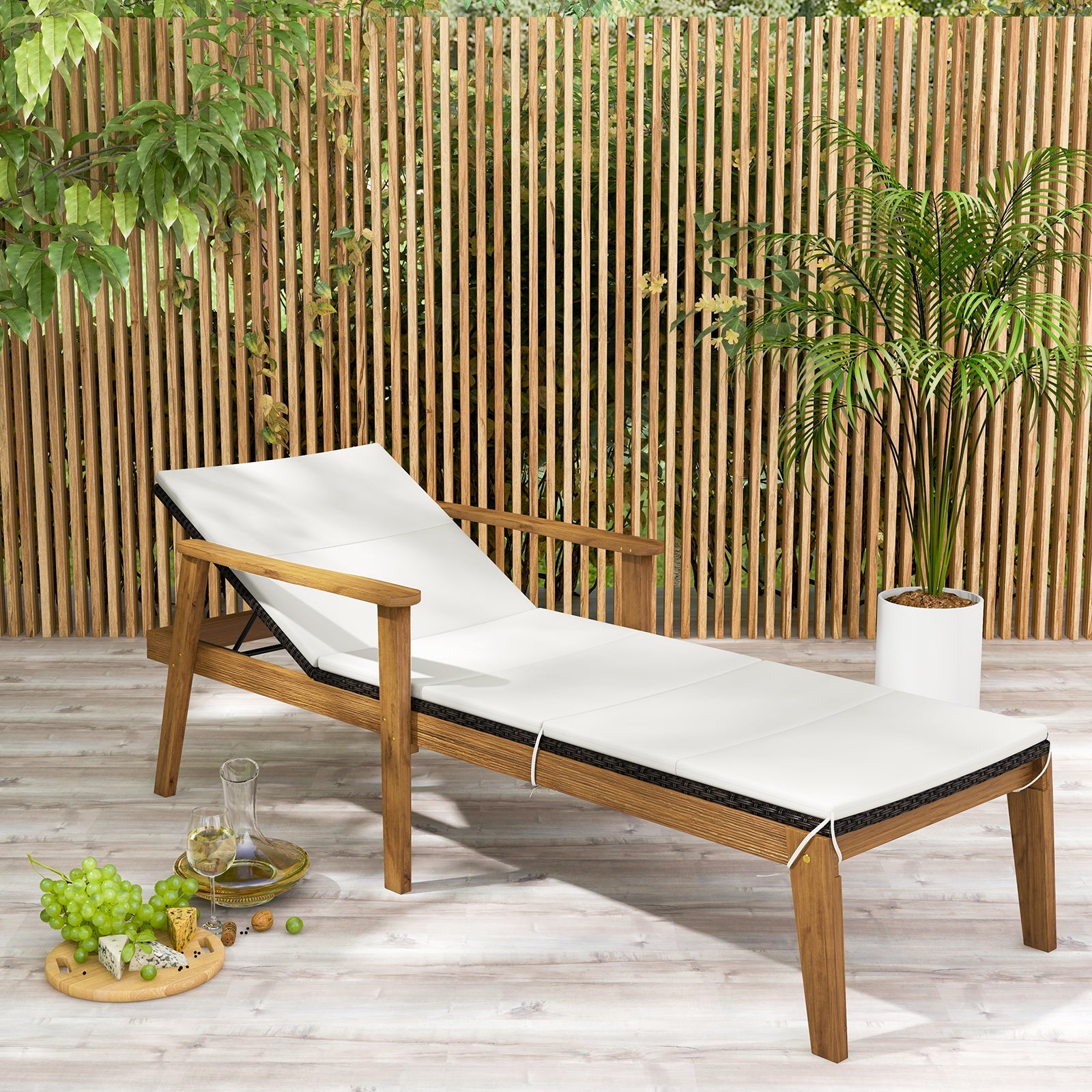 Outdoor Chaise Lounge Chair Rattan Patio Recliners with Armrests | | Wiccan Center