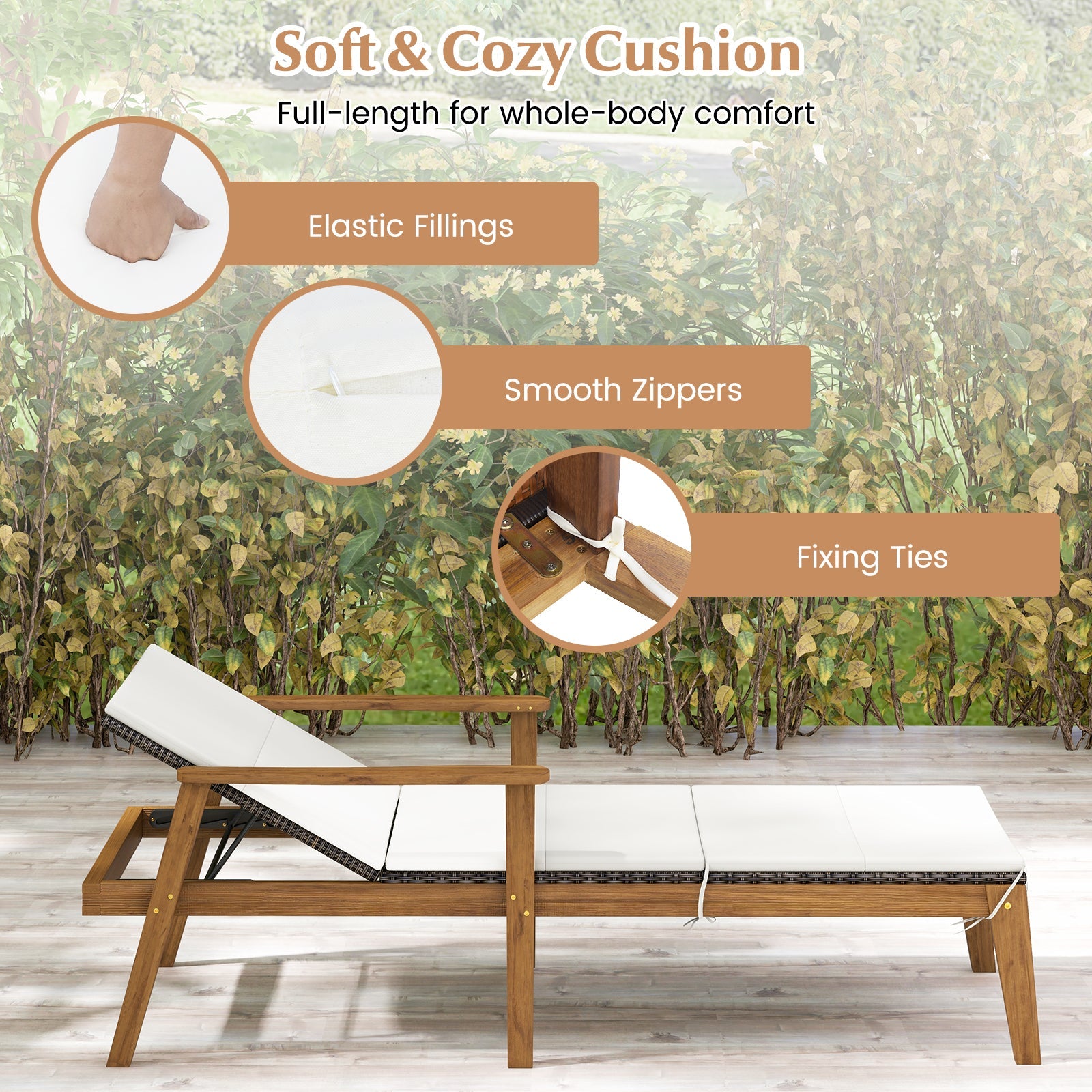 Outdoor Chaise Lounge Chair Rattan Patio Recliners with Armrests | | Wiccan Center