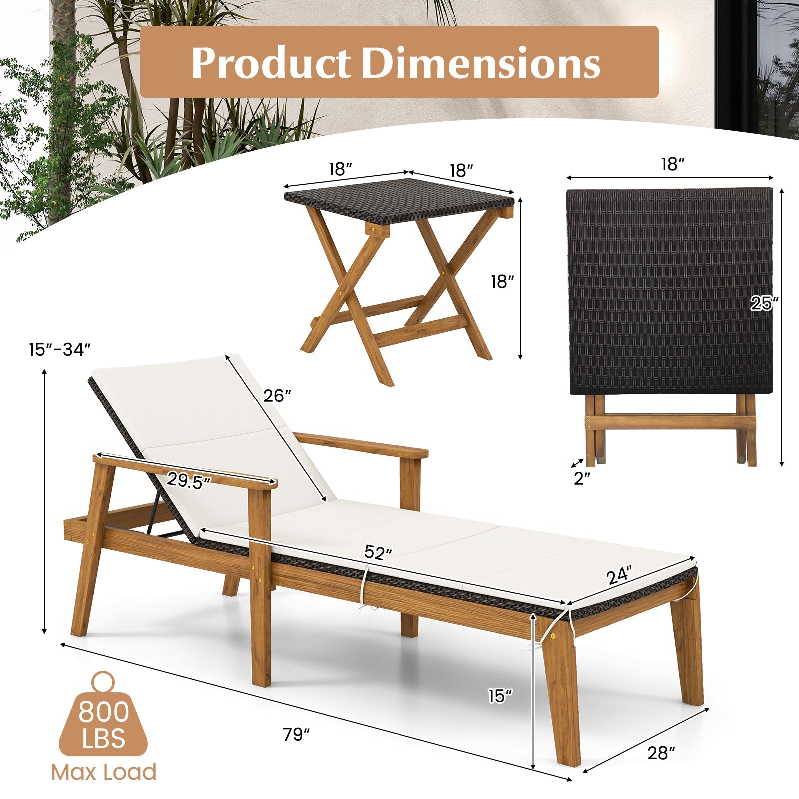 Outdoor Chaise Lounge Chair Rattan Patio Recliners with Armrests | | Wiccan Center