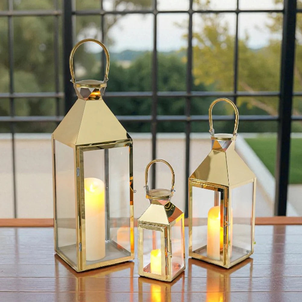 26"&19"& 13" High Elegant Candle Lantern Metal Lanterns for Versatile Indoor & Outdoor | Decorative Candle Lantern | Wiccan Center