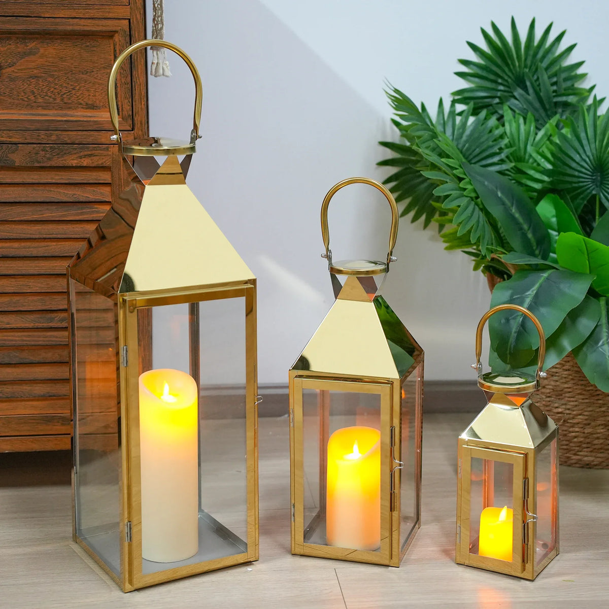 26"&19"& 13" High Elegant Candle Lantern Metal Lanterns for Versatile Indoor & Outdoor | Decorative Candle Lantern | Wiccan Center