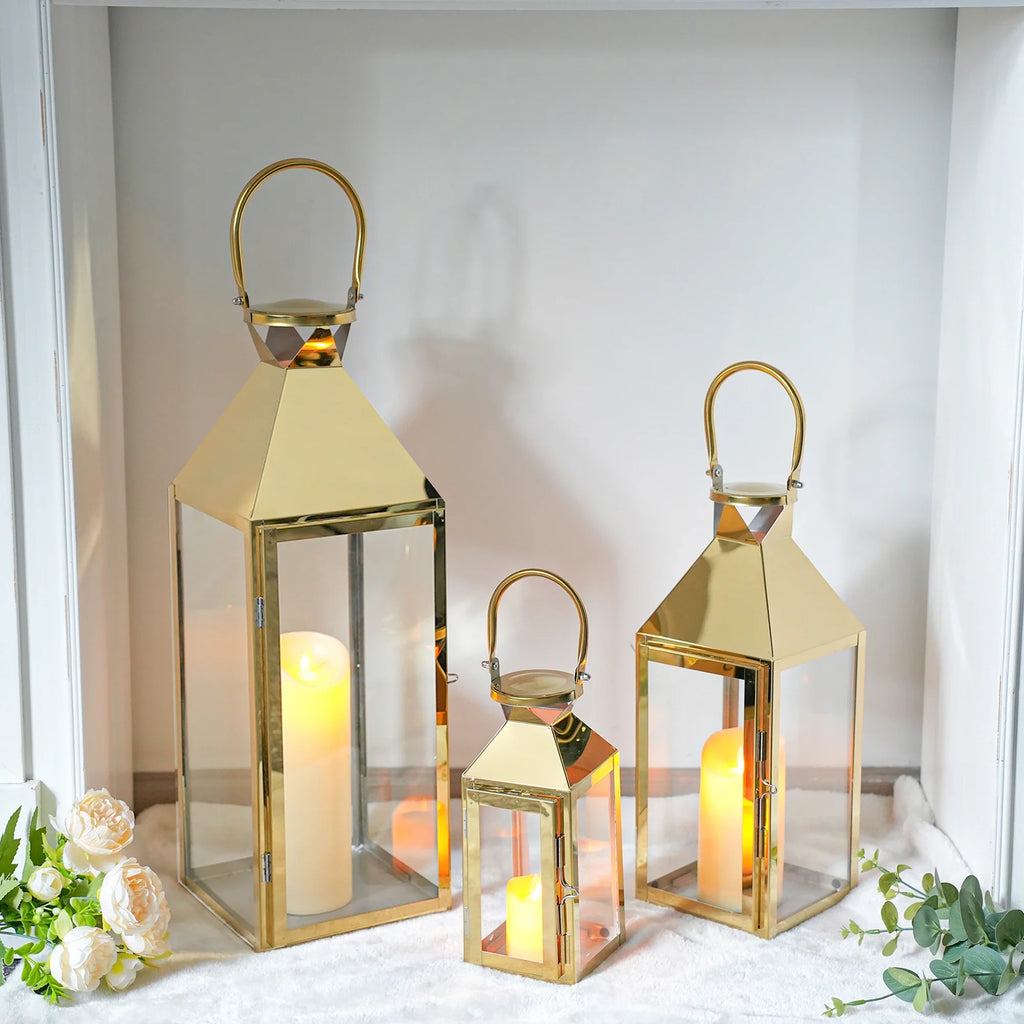 26"&19"& 13" High Elegant Candle Lantern Metal Lanterns for Versatile Indoor & Outdoor | Decorative Candle Lantern | Wiccan Center