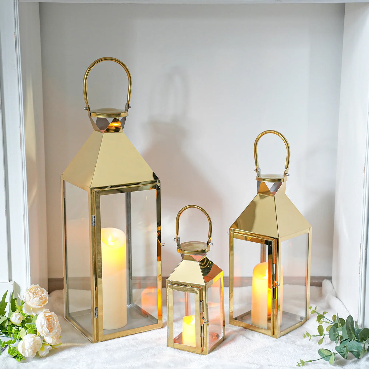 26"&19"& 13" High Elegant Candle Lantern Metal Lanterns for Versatile Indoor & Outdoor | Decorative Candle Lantern | Wiccan Center