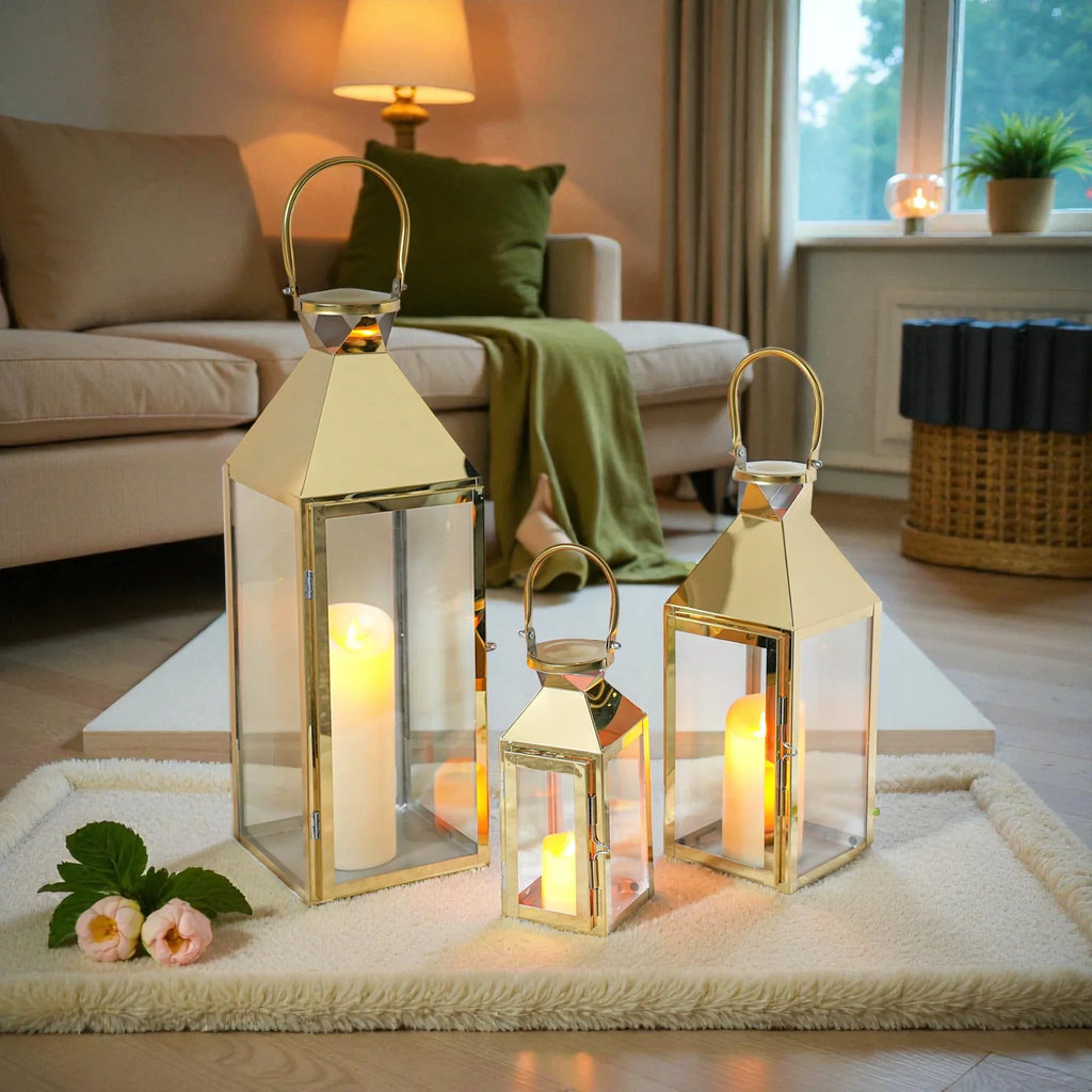 26"&19"& 13" High Elegant Candle Lantern Metal Lanterns for Versatile Indoor & Outdoor | Decorative Candle Lantern | Wiccan Center