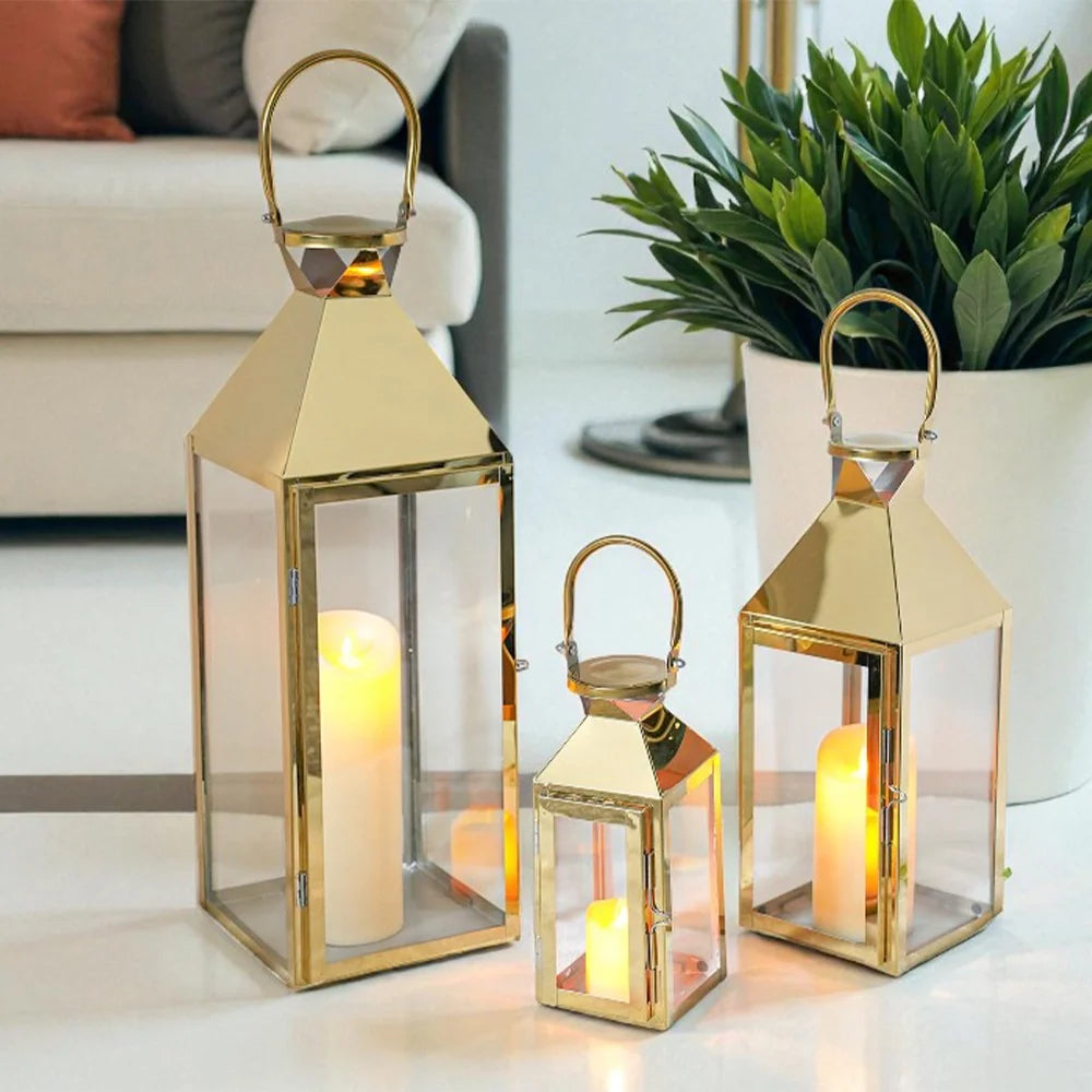 26"&19"& 13" High Elegant Candle Lantern Metal Lanterns for Versatile Indoor & Outdoor | Decorative Candle Lantern | Wiccan Center