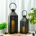 19"&14''H Moroccan Decorative Metal Candle Holders with Hollow Pattern | Decorative Candle Lanterns | Wiccan Center