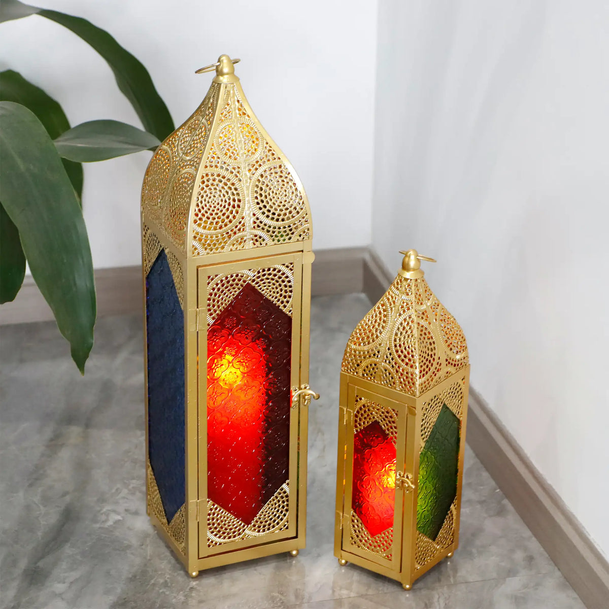 Set of 2 Moroccan Candle Lanterns Candle Holder | | Wiccan Center