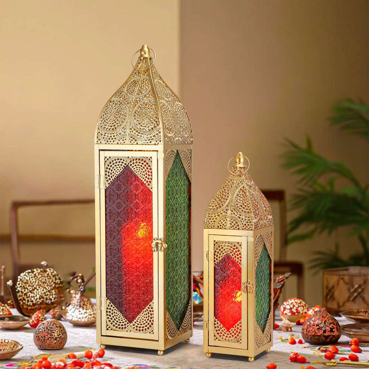 Set of 2 Moroccan Candle Lanterns Candle Holder | | Wiccan Center