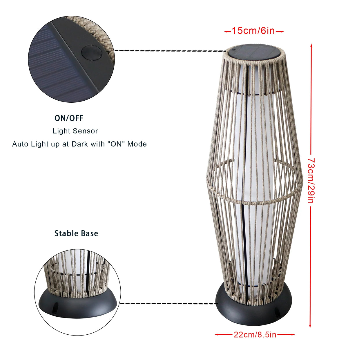 Outdoor Floor Lamp 2 Piece Solar Powered Lantern Wicker Solar Patio Lamp | New Product | Wiccan Center