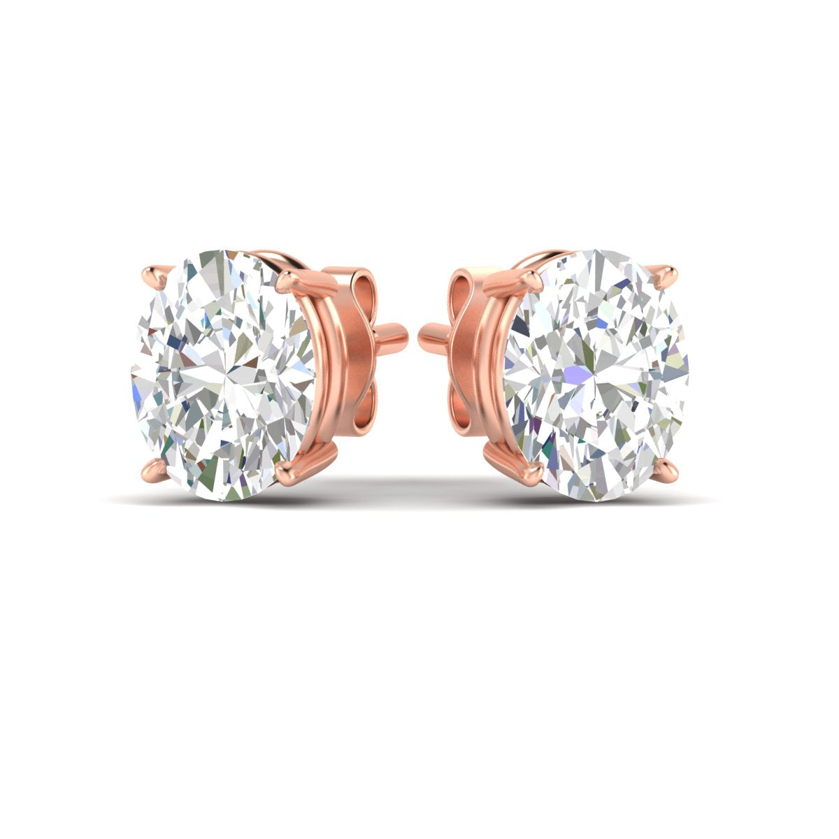 Classic Four Prong Oval Diamond Solitaire Stud Earrings [IGI Certified]