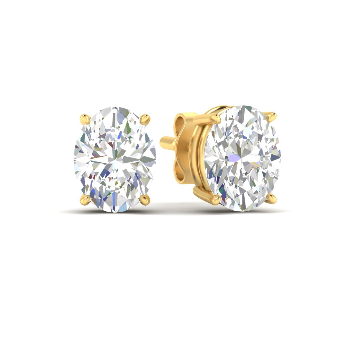 Classic Four Prong Oval Diamond Solitaire Stud Earrings [IGI Certified]