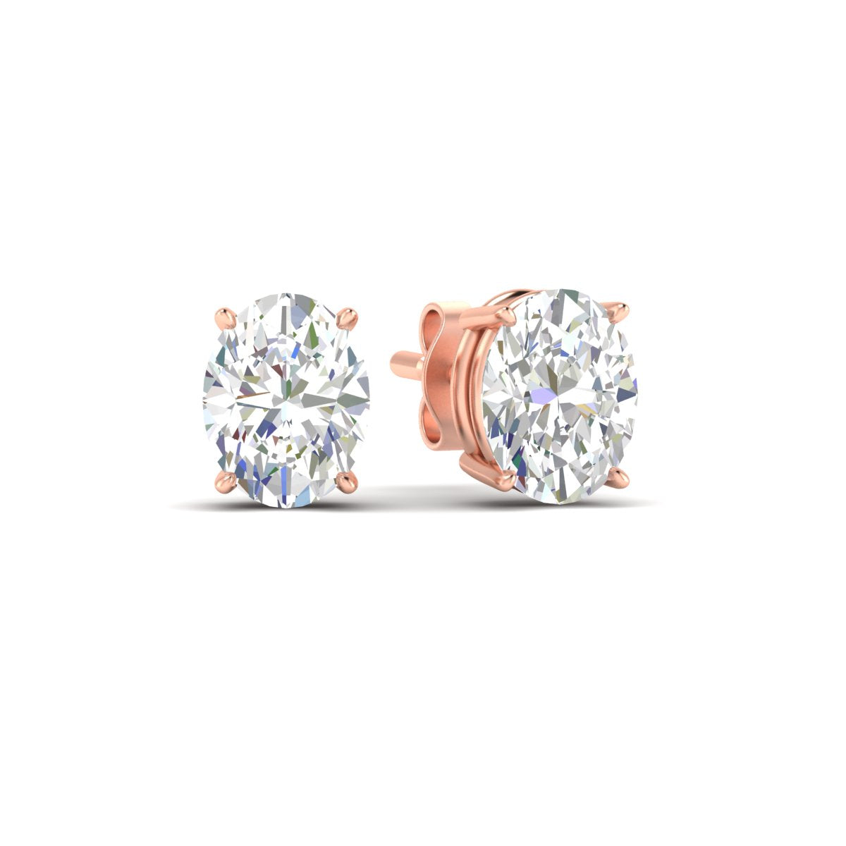 Classic Four Prong Oval Diamond Solitaire Stud Earrings [IGI Certified]