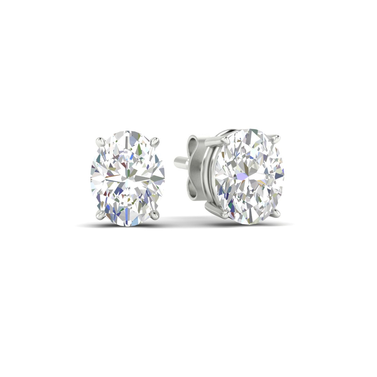 Classic Four Prong Oval Diamond Solitaire Stud Earrings [IGI Certified]
