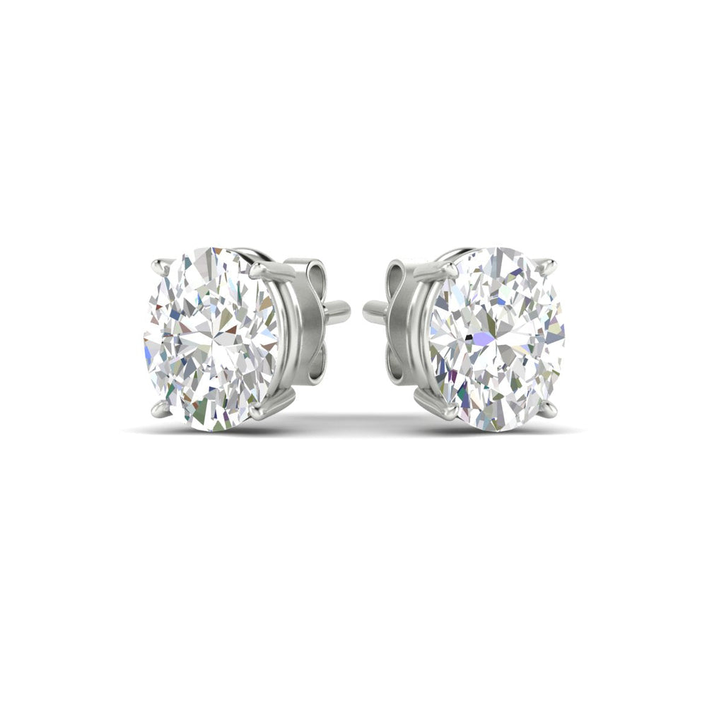 Classic Four Prong Oval Diamond Solitaire Stud Earrings [IGI Certified]