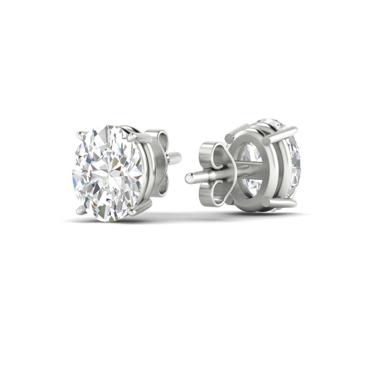 Classic Four Prong Oval Diamond Solitaire Stud Earrings [IGI Certified]
