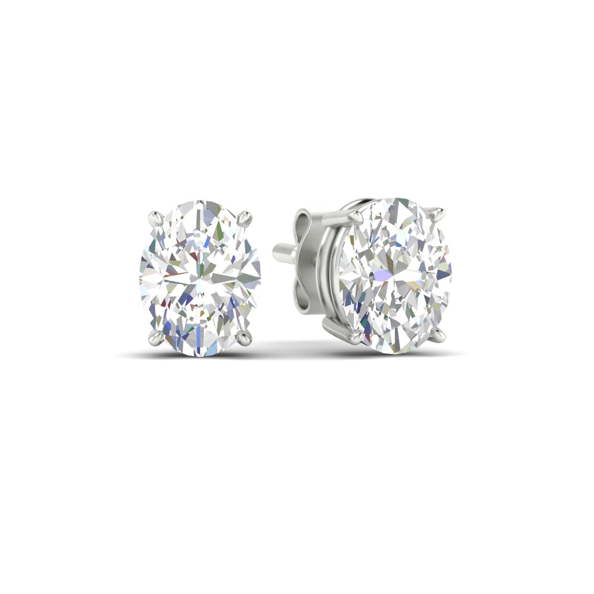 Classic Four Prong Oval Diamond Solitaire Stud Earrings [IGI Certified]