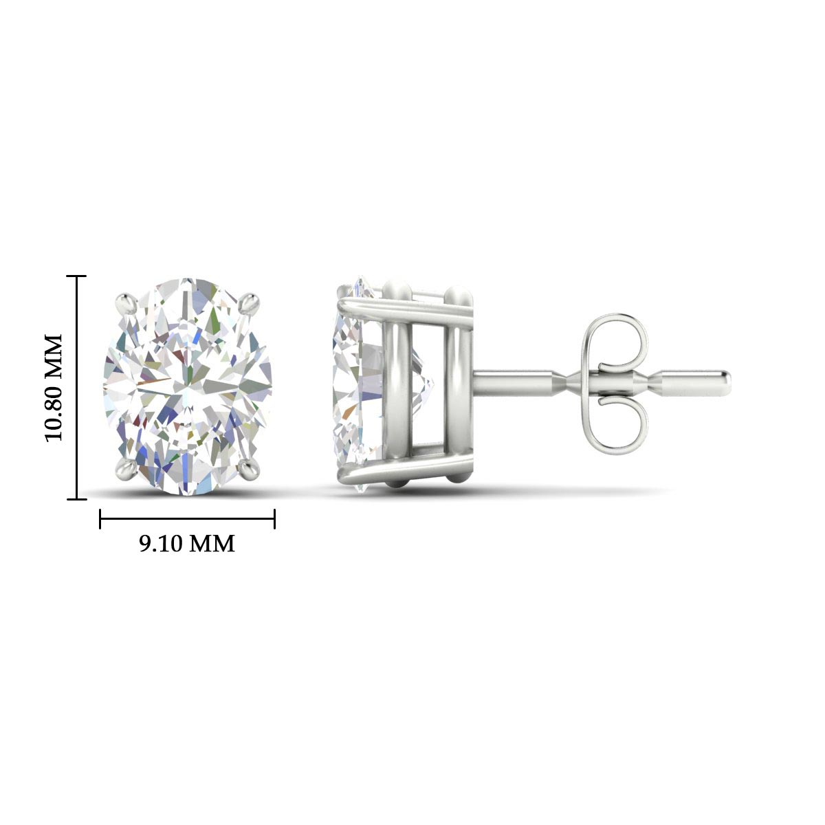 Classic Four Prong Oval Diamond Solitaire Stud Earrings [IGI Certified]