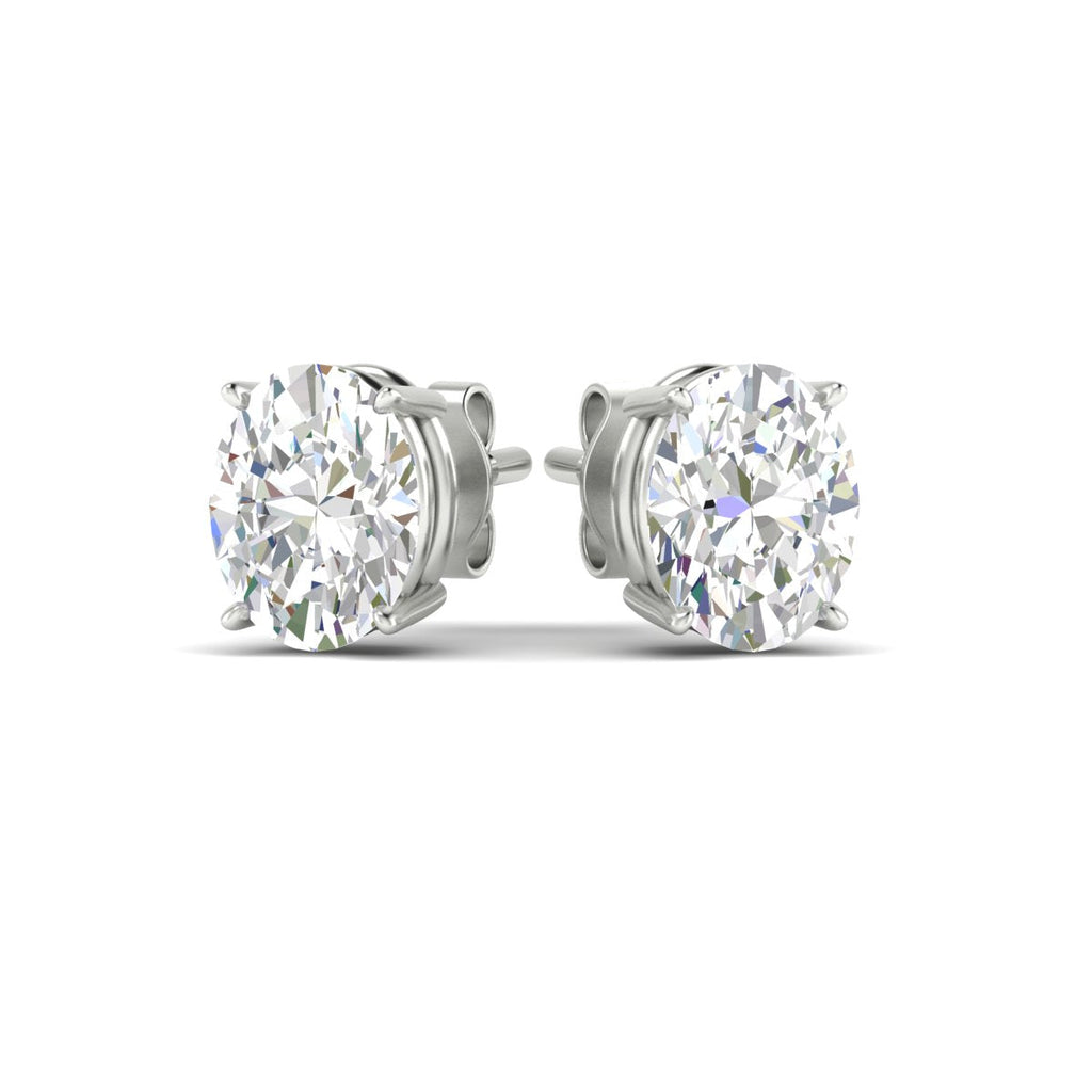 Classic Four Prong Oval Diamond Solitaire Stud Earrings [IGI Certified]