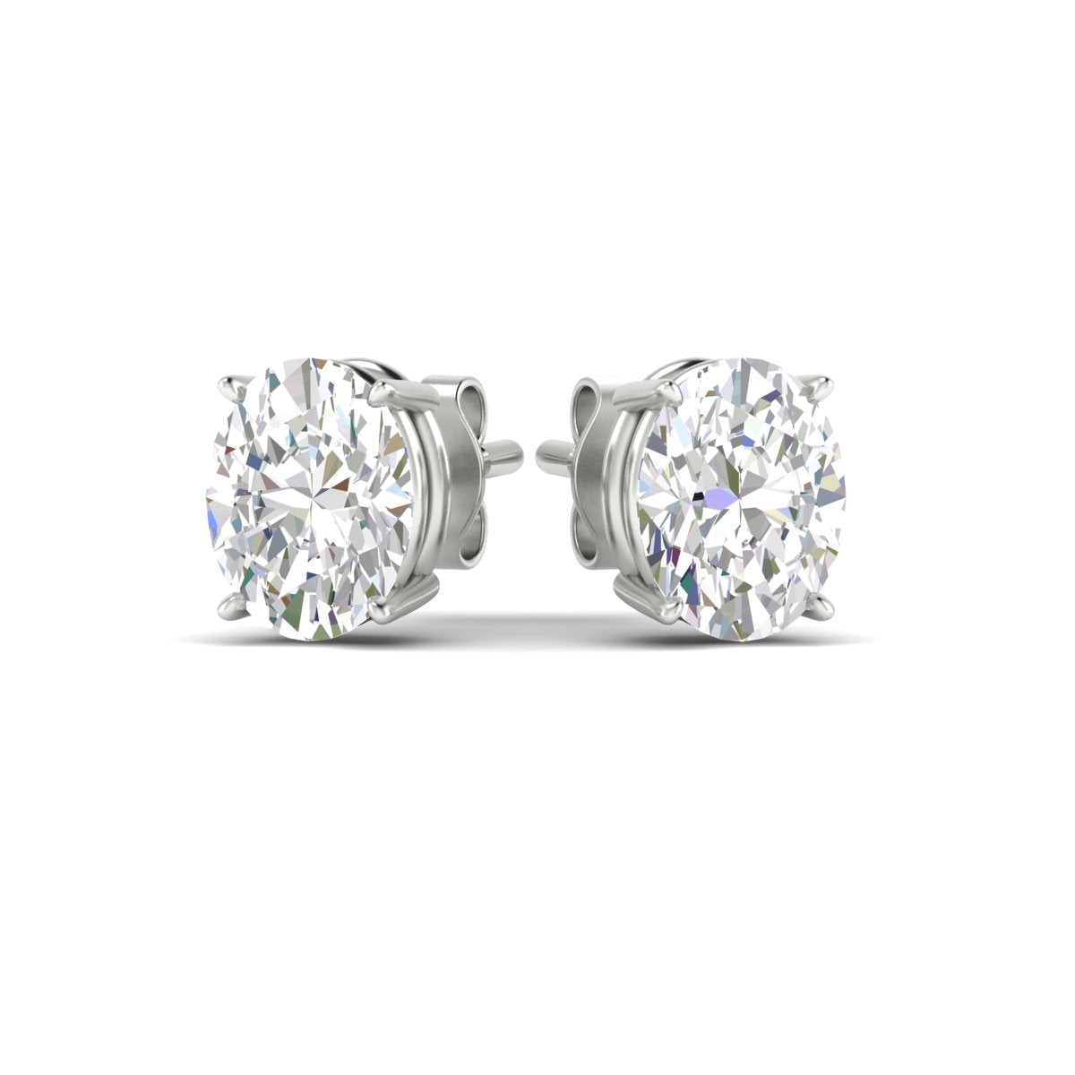 Classic Four Prong Oval Diamond Solitaire Stud Earrings [IGI Certified]