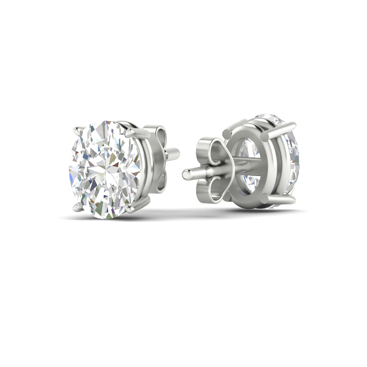 Classic Four Prong Oval Diamond Solitaire Stud Earrings [IGI Certified]