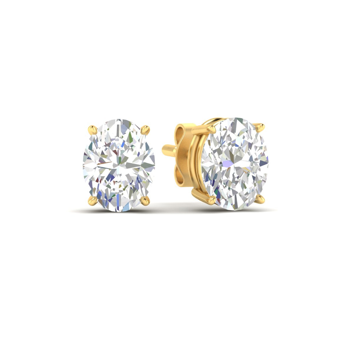 Classic Four Prong Oval Diamond Solitaire Stud Earrings [IGI Certified]