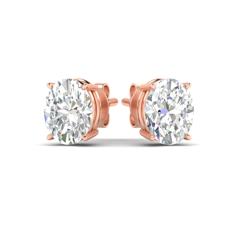Classic Four Prong Oval Diamond Solitaire Stud Earrings [IGI Certified]