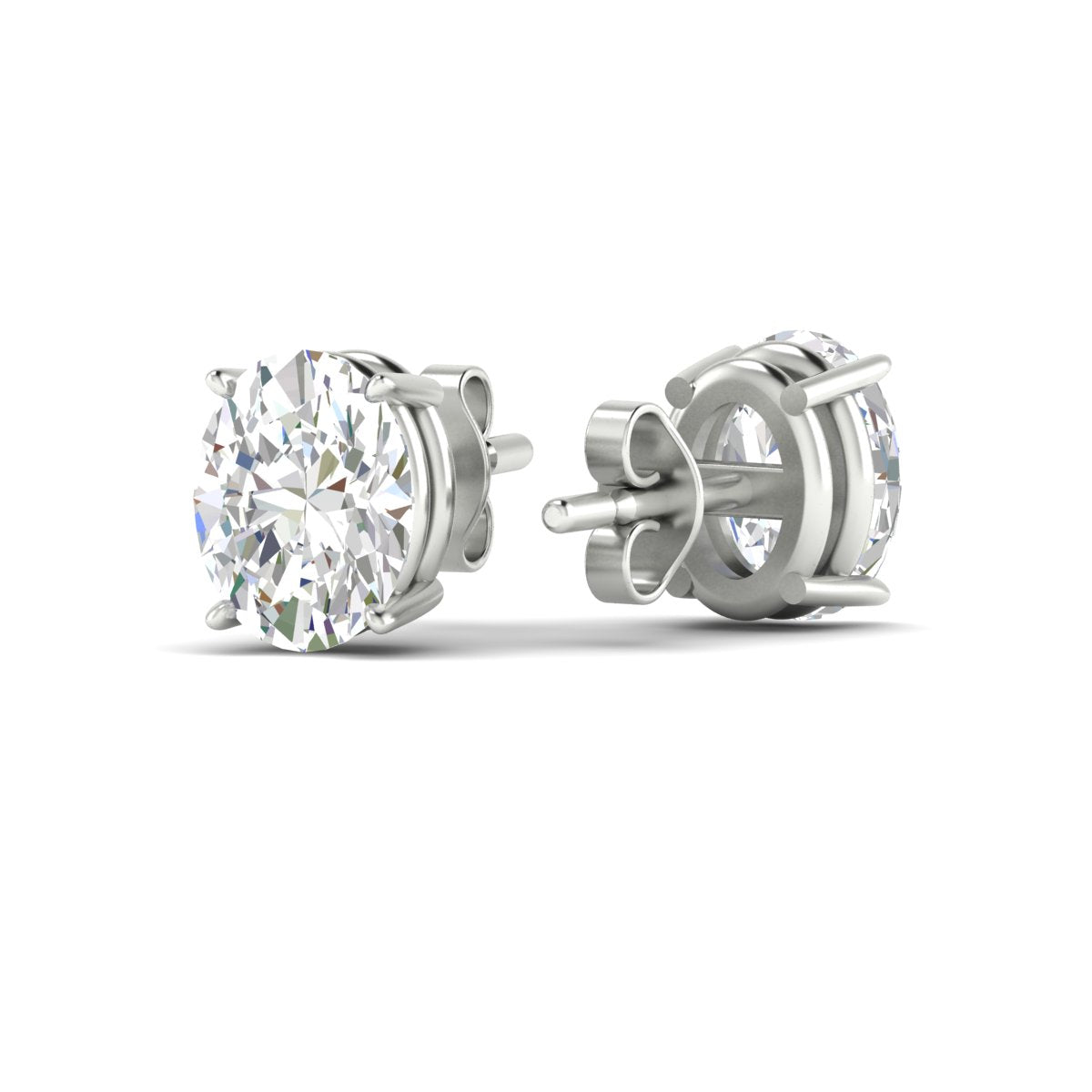 Classic Four Prong Oval Diamond Solitaire Stud Earrings [IGI Certified]