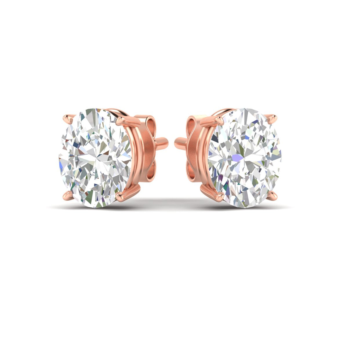Classic Four Prong Oval Diamond Solitaire Stud Earrings [IGI Certified]