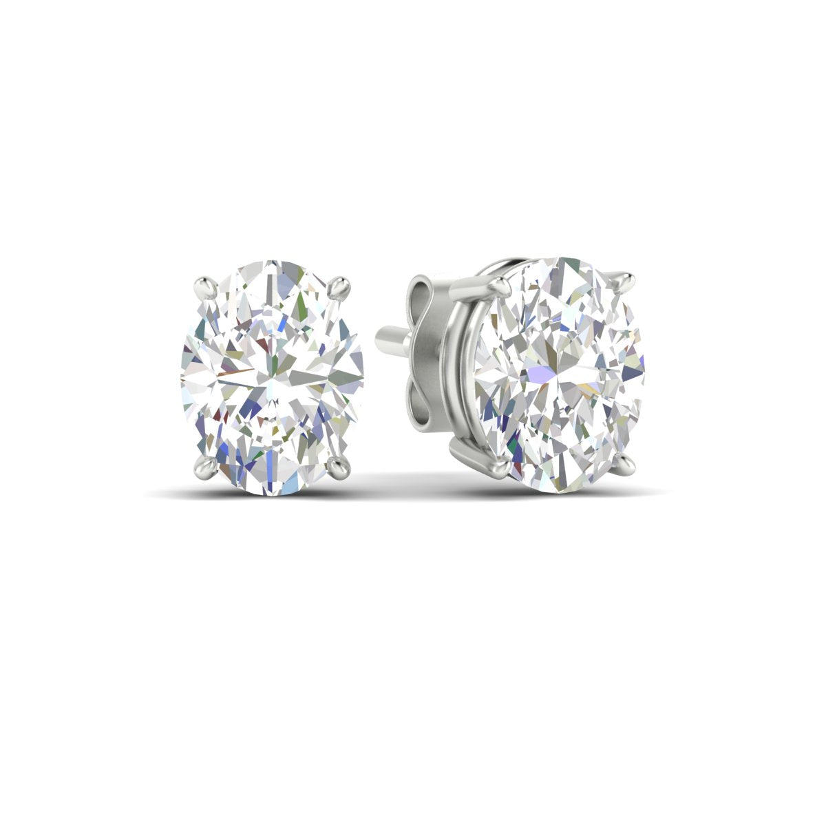Classic Four Prong Oval Diamond Solitaire Stud Earrings [IGI Certified]