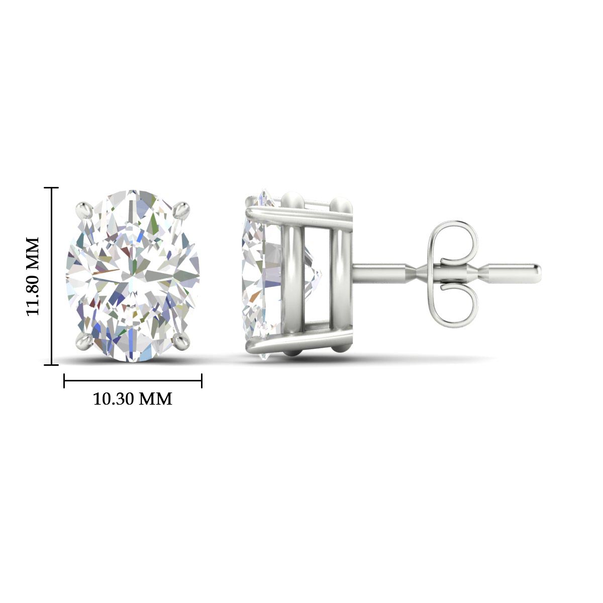 Classic Four Prong Oval Diamond Solitaire Stud Earrings [IGI Certified]